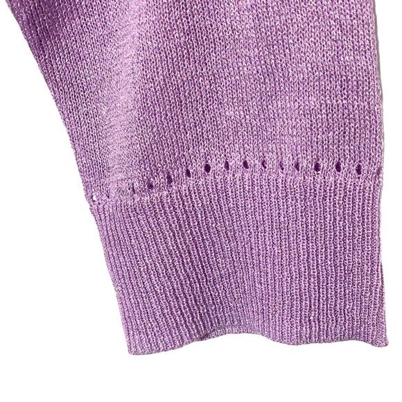 Chico’s Lilac Pastel Metallic 3/4 Sleeve Cardigan Sweater - Picture 8 of 11